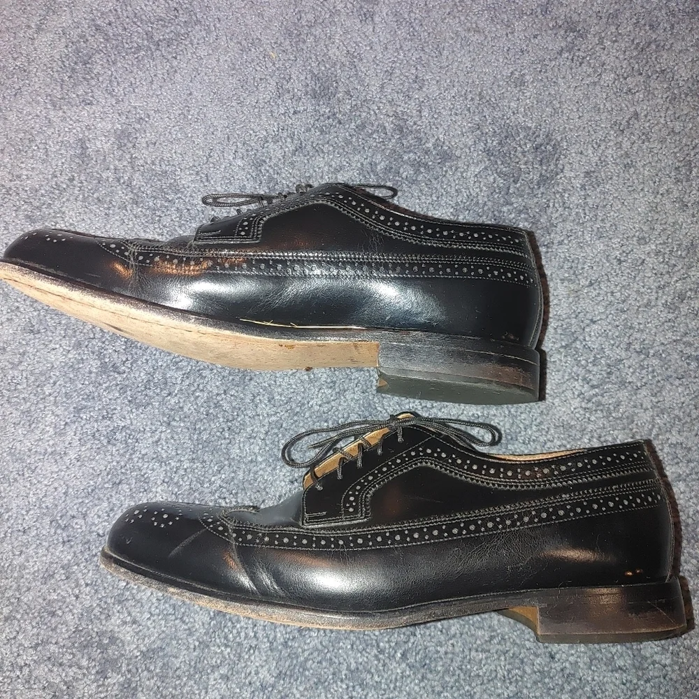 Bostonian Black Leather Wingtip Men's Shoes, Size 10.5